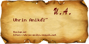 Uhrin Anikó névjegykártya